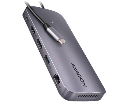 Akcesoria AXAGON HMC-12GM2 Wieloportowy hub USB 12in1 + M.2 NVMe/SATA pozycja, 10Gbps, 3x USB-A, USB-C, HDMI 4K/60Hz, DP 4K/60Hz, GLAN, SD/microSD, audio, PD 100W, 50c